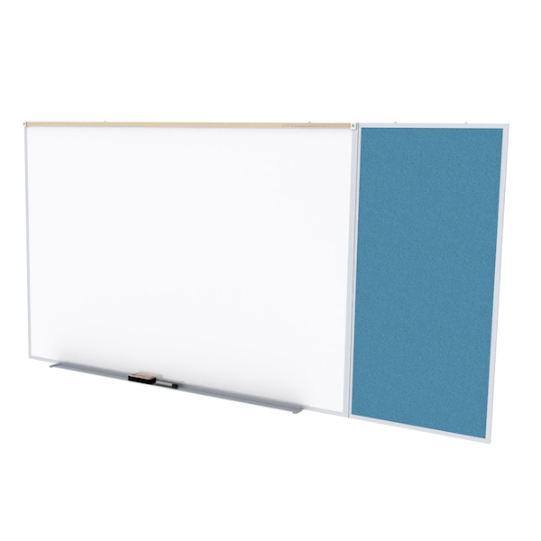 Combo Whiteboard/Bulletin, Mag Por/Vnyl, Styl C, 4 ft H x 10 ft W, Ocean